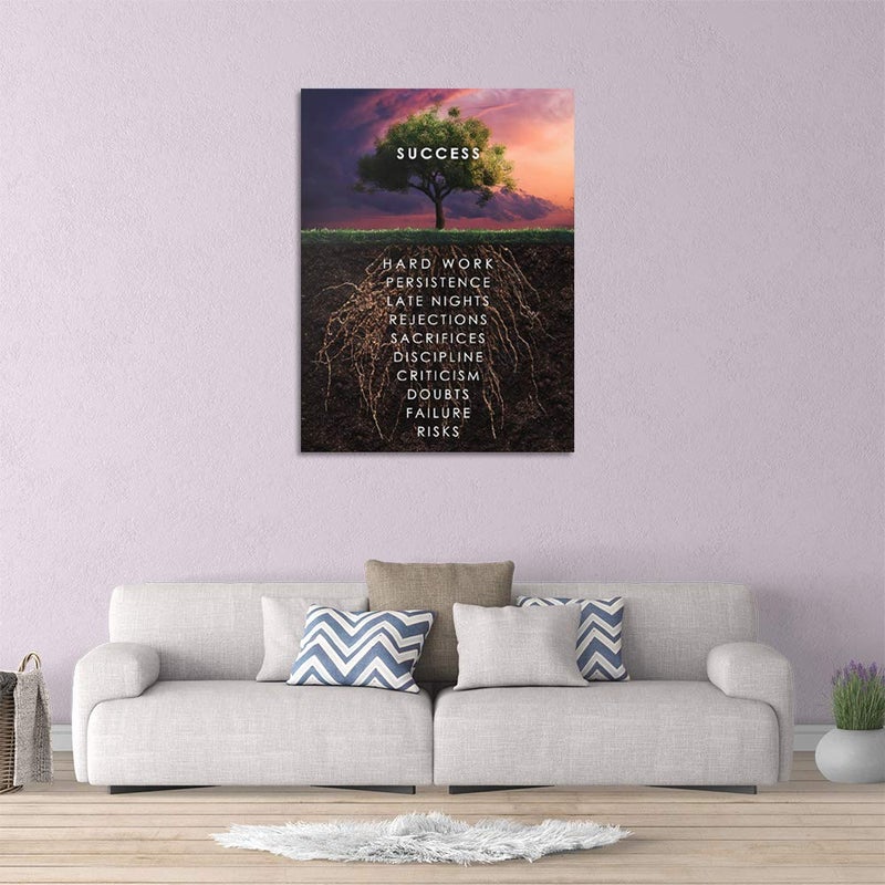 Yetaryy Inspirational Canvas Wall Art Motivational Painting Success Tree Picture Motivation Entrepreneur Quotes Posters Prints Artwork Decorations for Home Office School - 24" Wx36 H - Image 4